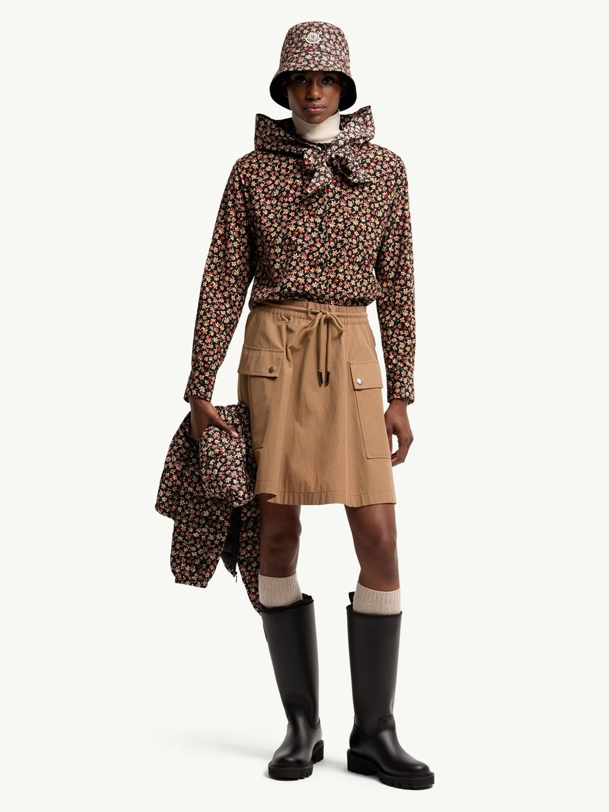 Moncler Black Wool-Blend Mini Skirt