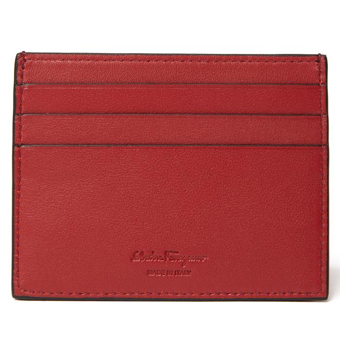 Ferragamo Gancini Silver Logo Leather Card Holder Unisex