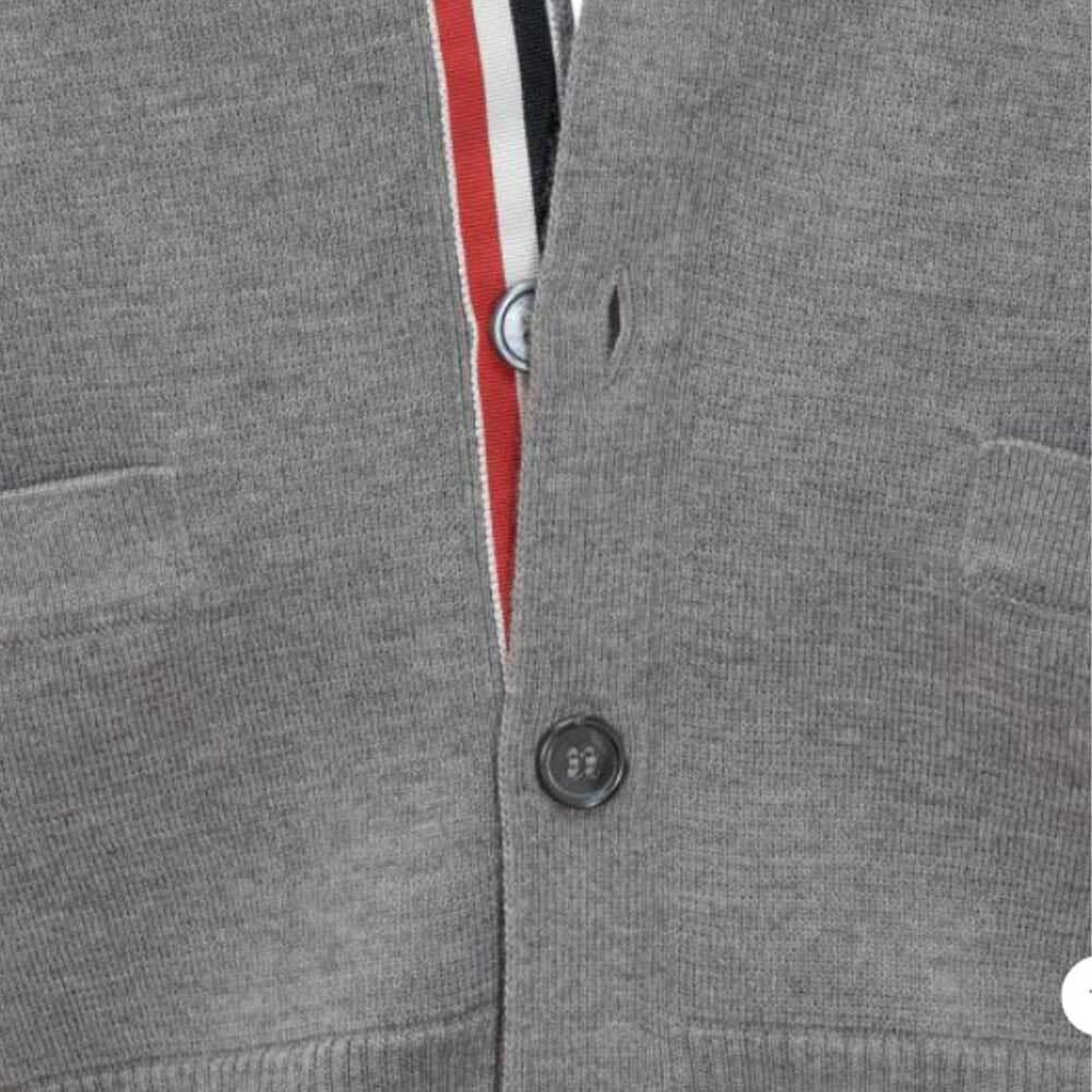 THOM BROWNE Cashmere 4-Bar V-Neck Cardigan MKC001F 00011 982