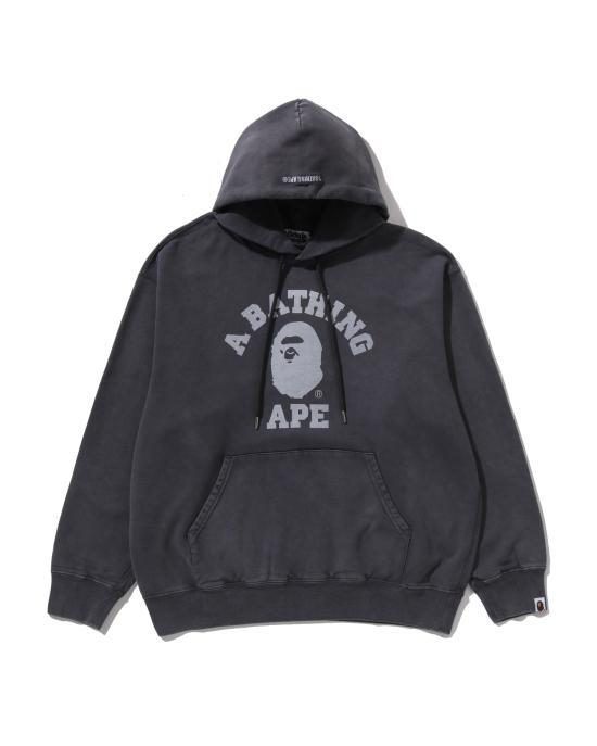 BAPE Garment Dye College Pullover Hoodie Charcoal Women’s 0ZXSWM304141