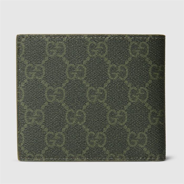 GUCCI GG Canvas Bifold Wallet Brown Leather Trim Men's