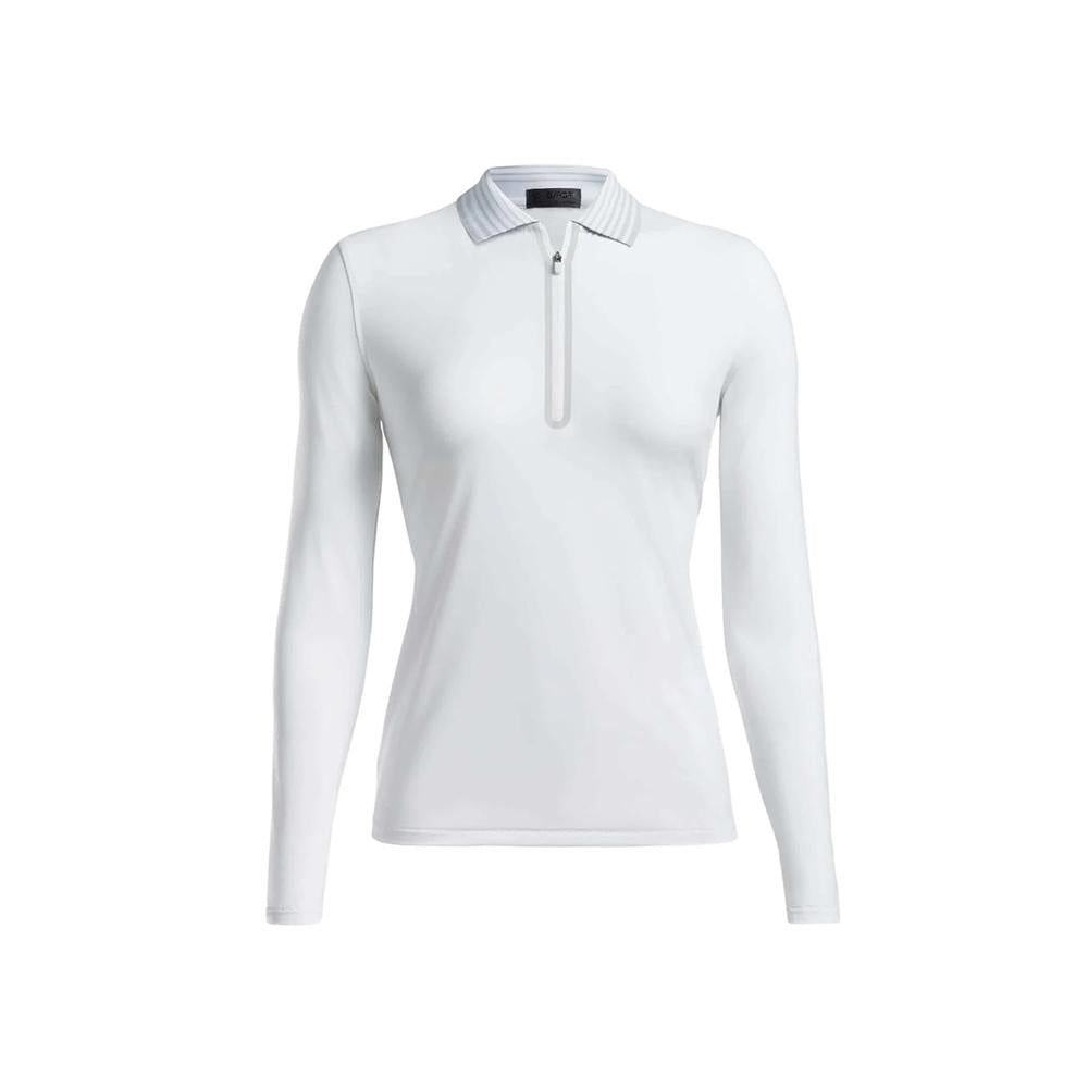 J LINDEBERG Stripe Zip Neck Polo T-Shirt Women’s Navy
