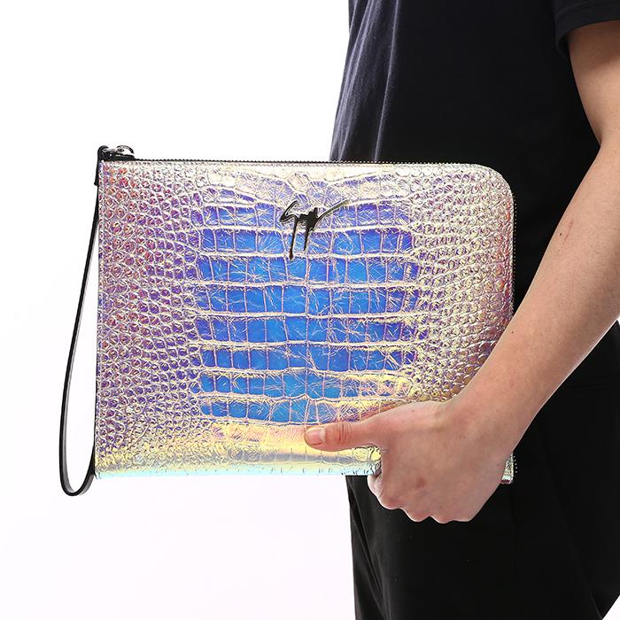 Giuseppe Zanotti Multicolor Logo Leather Clutch Bag Unisex