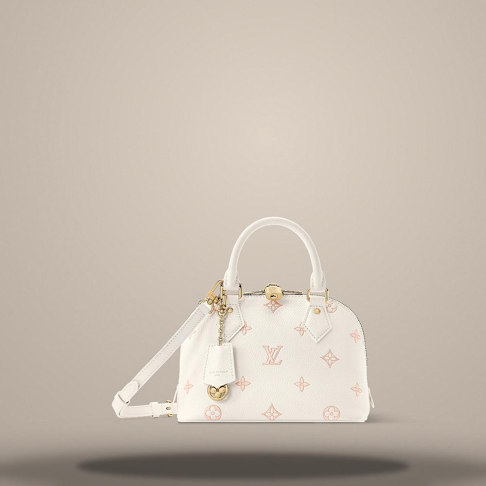 Louis Vuitton Alma BB Shoulder Bag Milky White Peach Leather