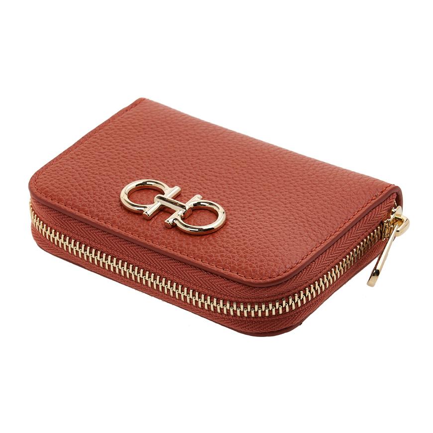 Ferragamo Gancini Leather Card Holder for Women 22 0406 TERRACOTTA 0770059