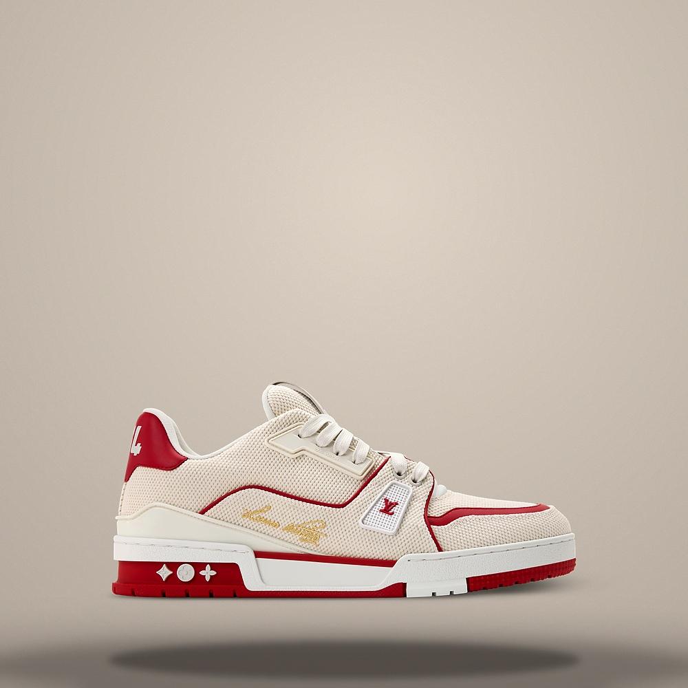 Louis Vuitton Men's LV Trainer Red Low-Top Sneakers