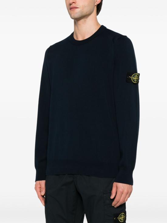 STONE ISLAND Navy Round Neck Knit Sweater for Me K1S155100053S00B2V0020 NAVY DOM