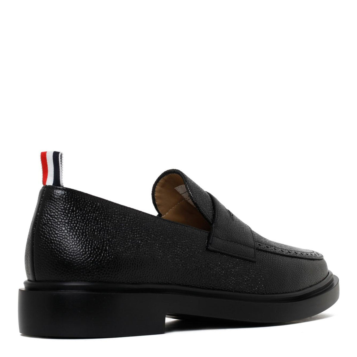 THOM BROWNE Black Leather Penny Loafers