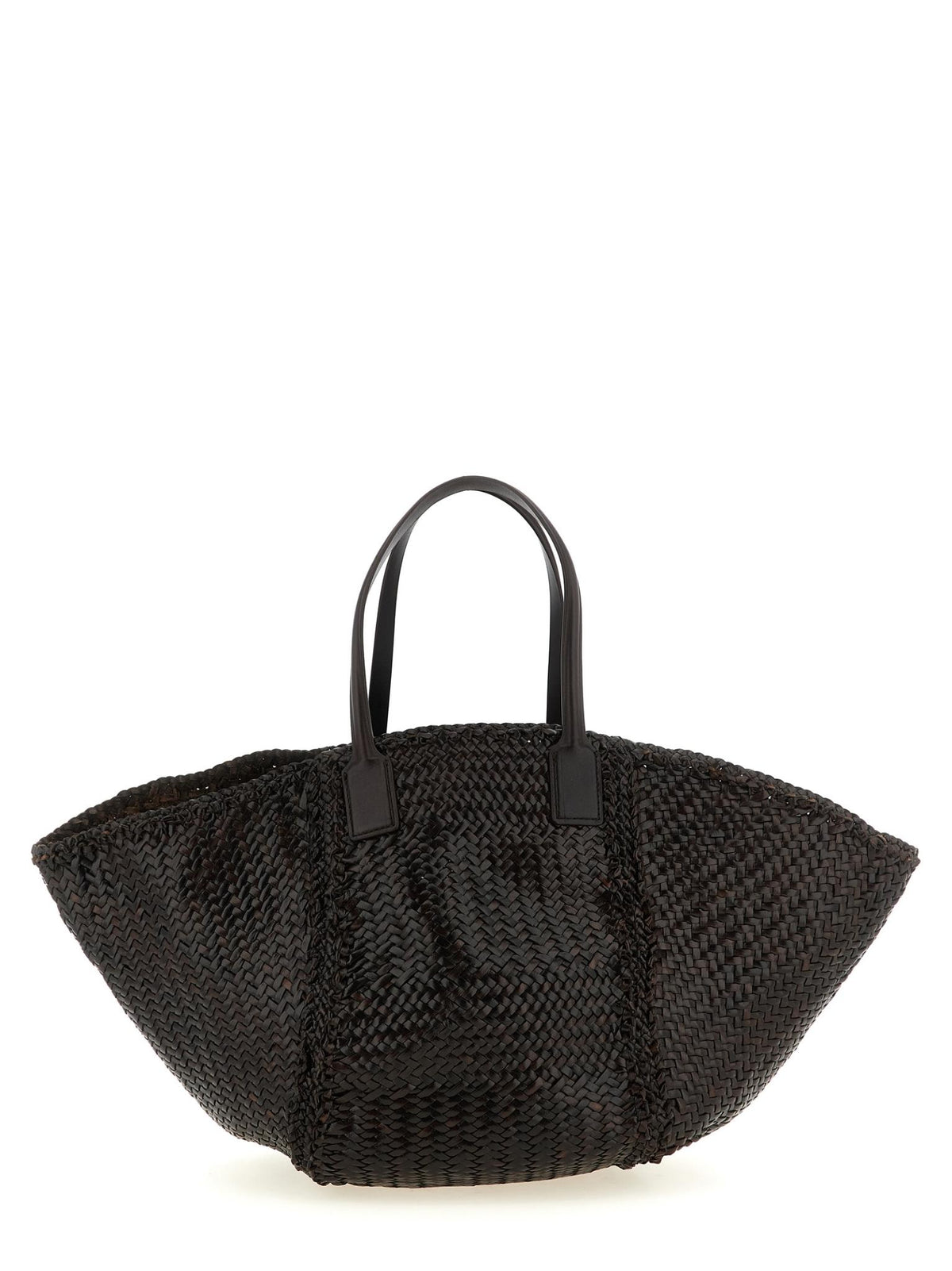 Dragon Diffusion Dark Brown Woven Leather Tote Bag