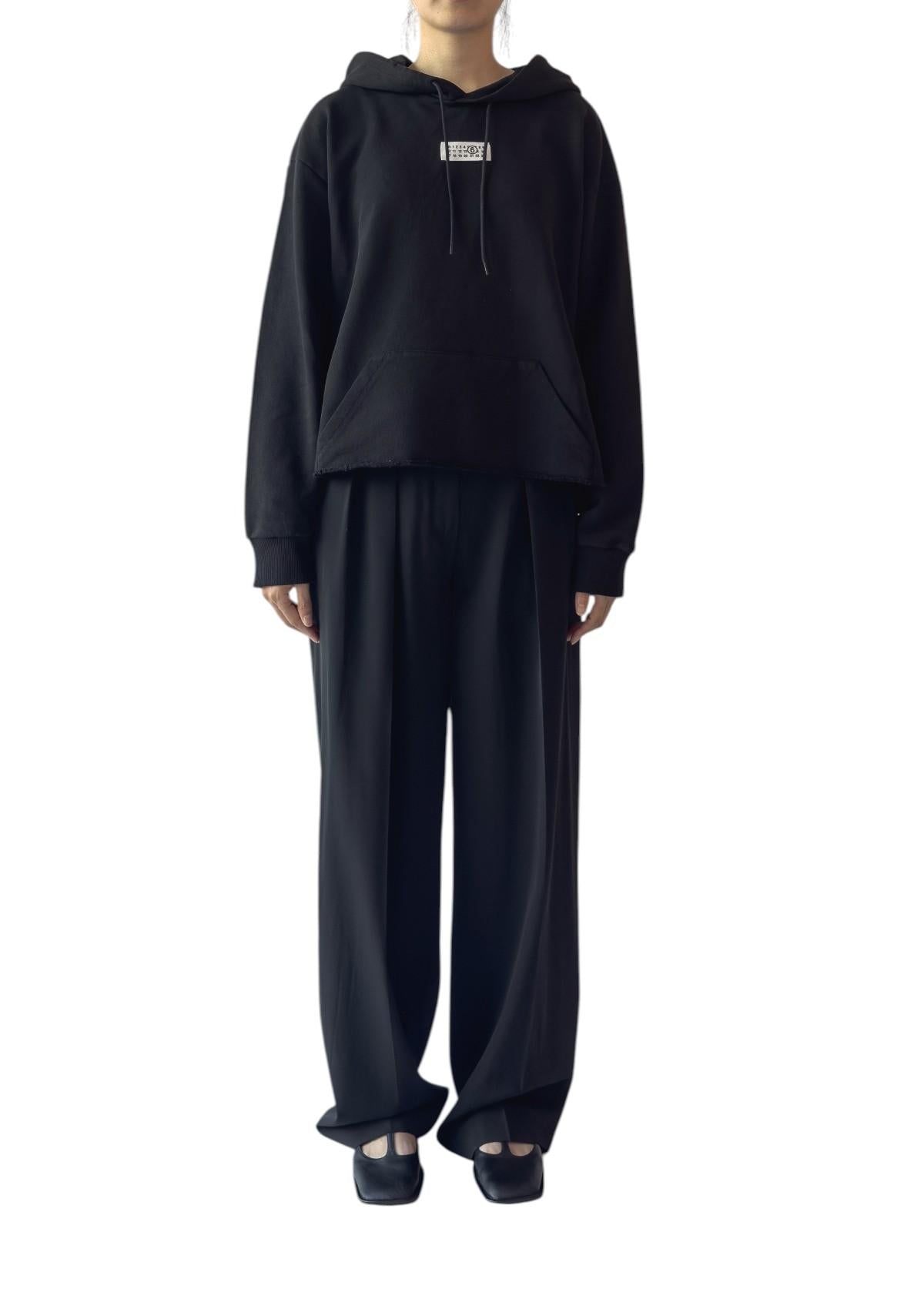 MM6 Patch Hem Cut Boxy Fit Hoodie Black Women’s Hoodie