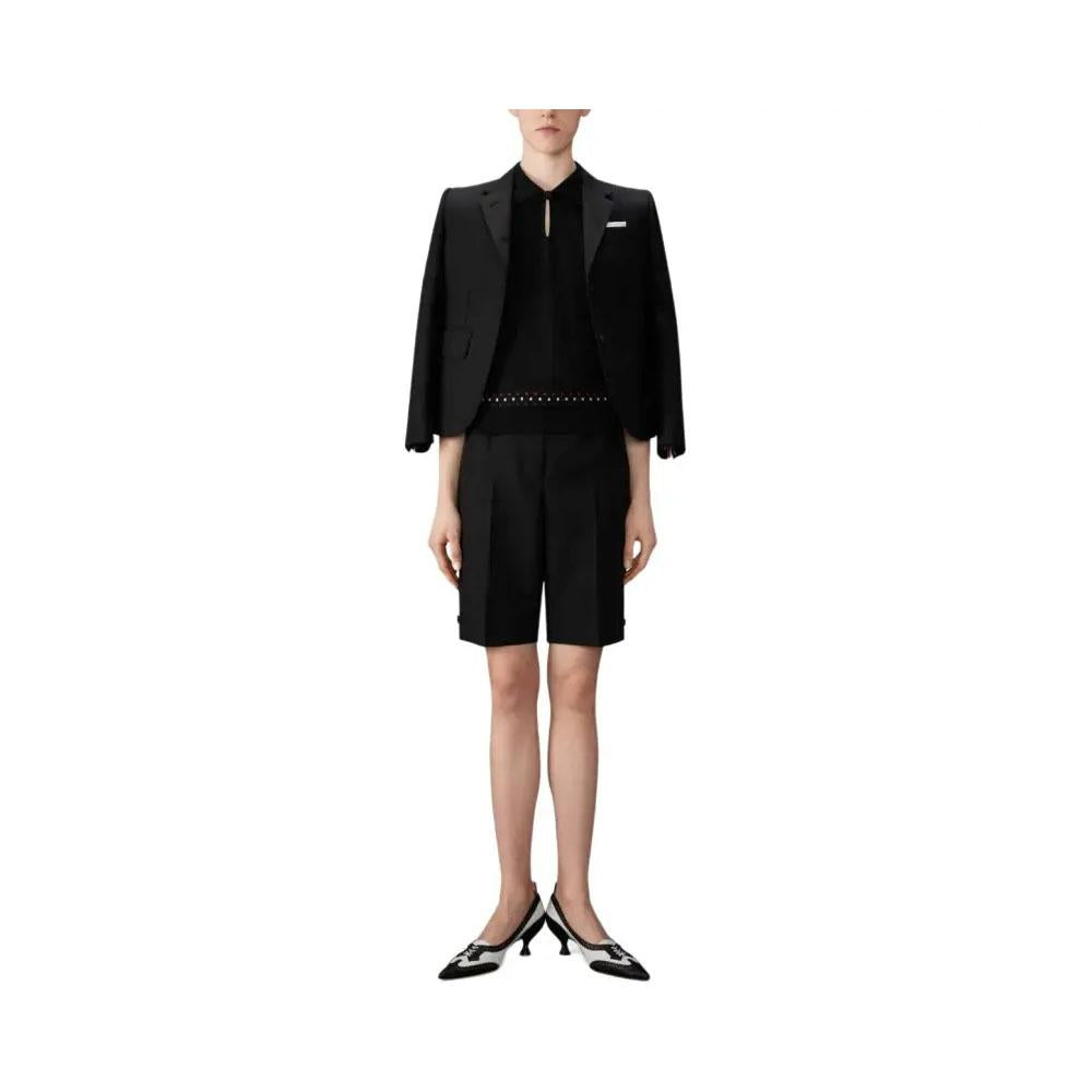 THOM BROWNE Cotton Milano Knit Black Women’s Polo Shirt FJP118E J0055 001