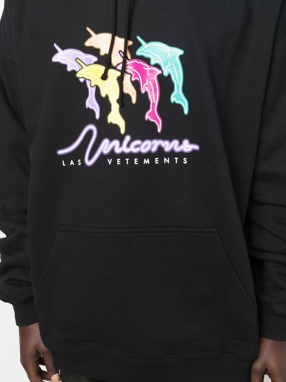 Vetements Unisex Dolphin Unicorn Print Hoodie UA53HD220B