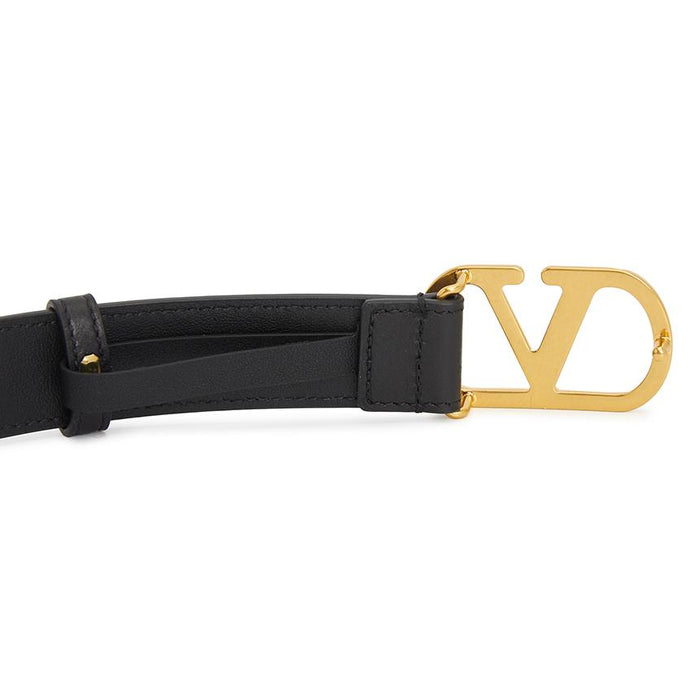 VALENTINO VLogo Signature Men's Leather Belt Black