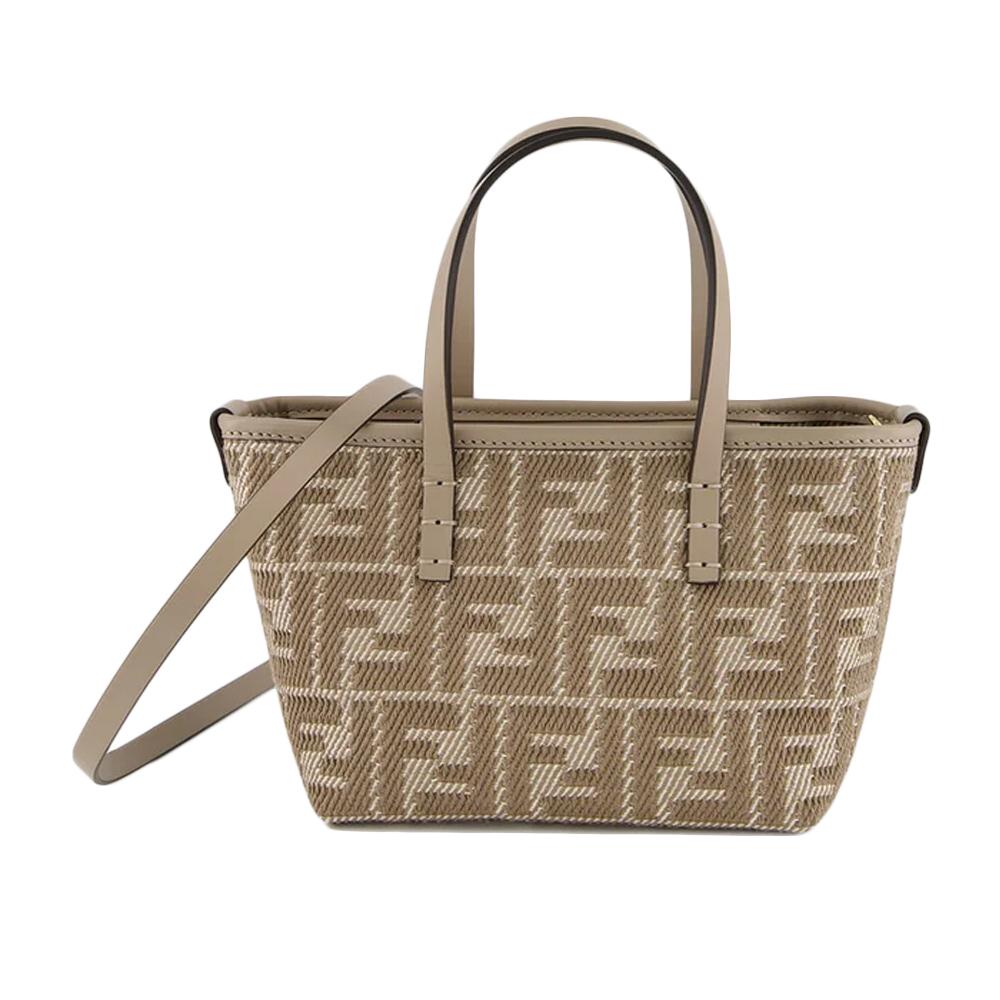 FENDI FF Logo Roll Mini Shoulder Bag Beige 8BS096 AUPX F1SNP
