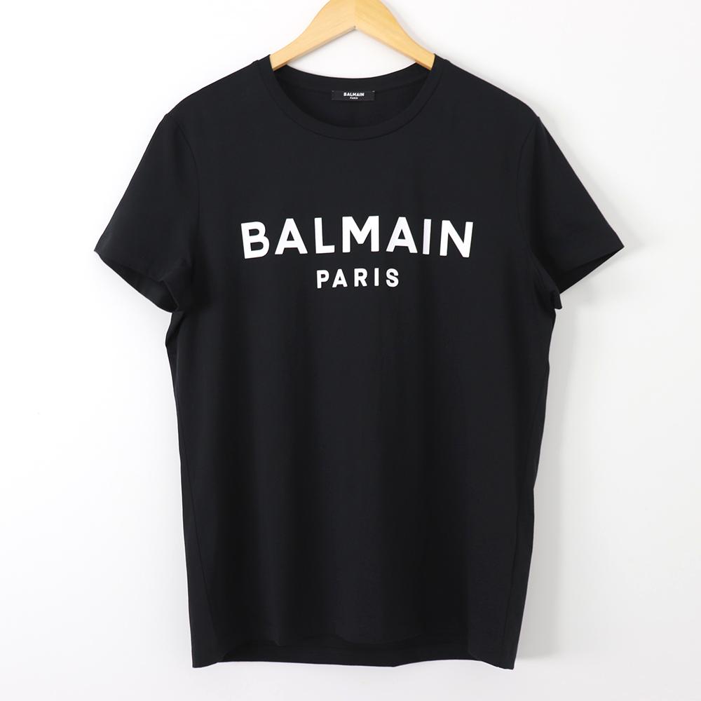 Balmain Logo Print Short Sleeve T-Shirt White Cotton