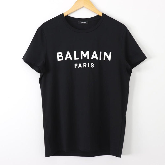 Balmain Logo Print Short Sleeve T-Shirt White Cotton