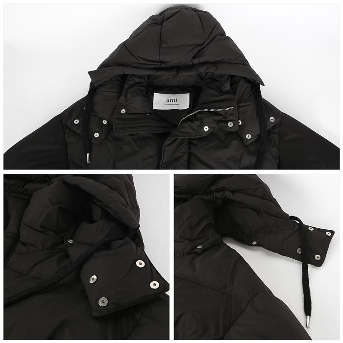 AMI Quilted Hooded Down Jacket for Men