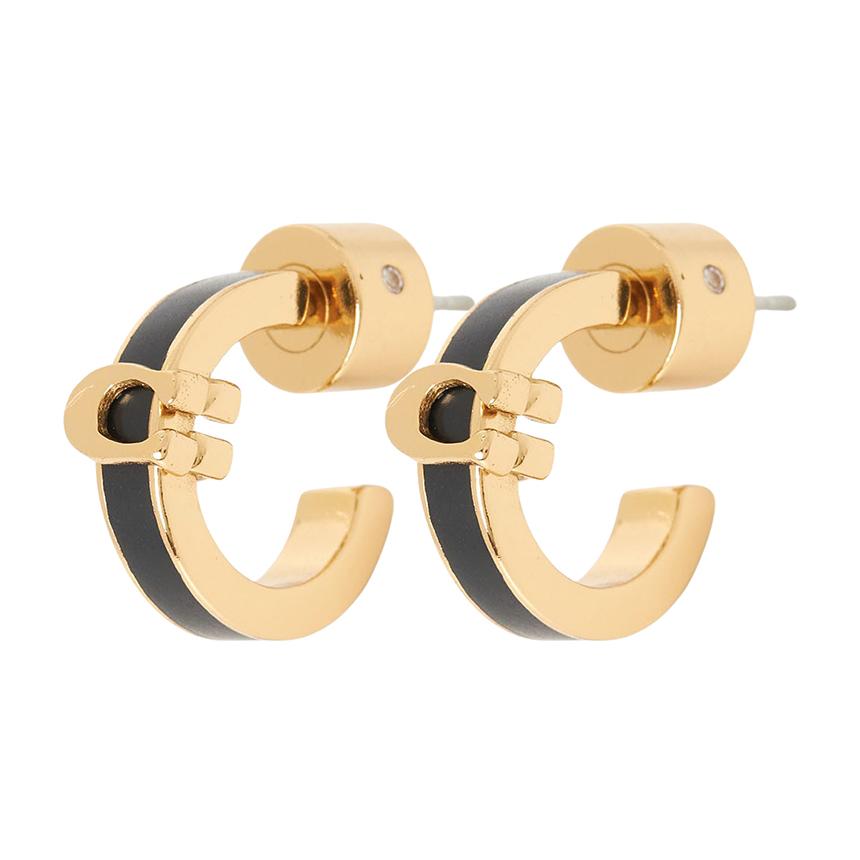 Coach Gold-Tone Logo Stud Earrings for Women 560726 GLD 001