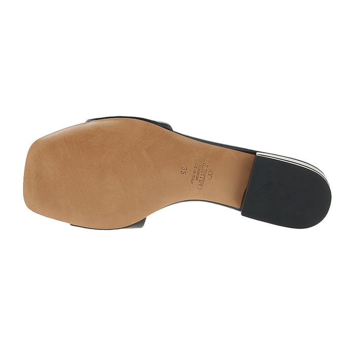 VALENTINO Garavani One Stud Leather Sandals Black Women