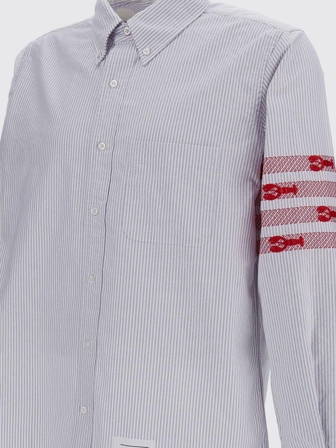 THOM BROWNE Gray Cotton Long Sleeve Dress Shirt
