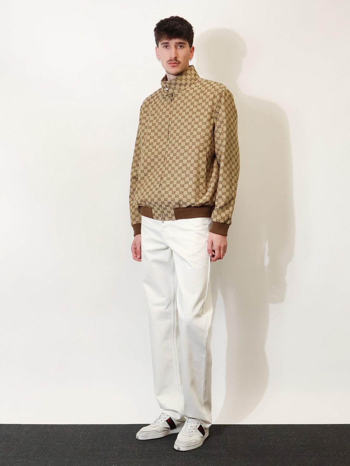 GUCCI Beige Wool Zip-Up Jacket for Men