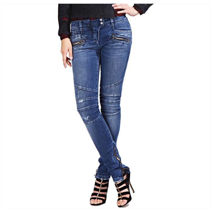 Balmain Women’s Blue Biker Denim Pants 5355 171N C3180
