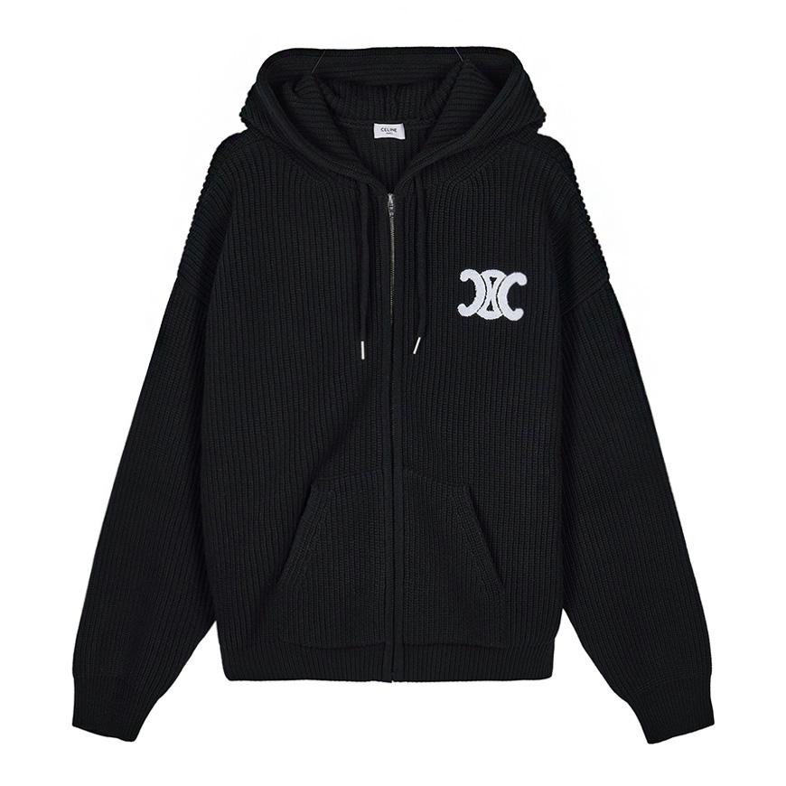CELINE Men’s Ribbed Wool Hooded Cardigan RY0JF0ZTQ 38NO