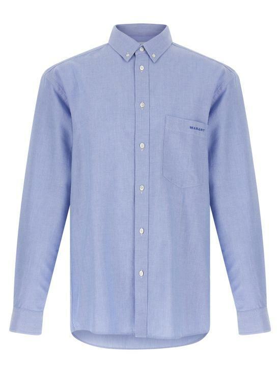 Isabel Marant JASOLO Button-Down Long Sleeve Shirt Navy Cotton Men