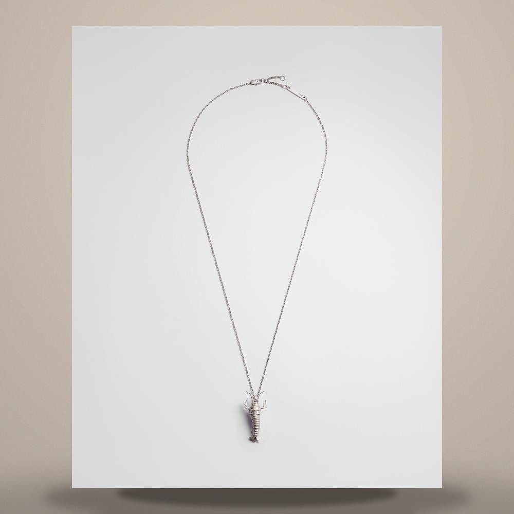 DIOR Silver Couture Charm Crawfish Pendant Necklace N3783HOMST D990