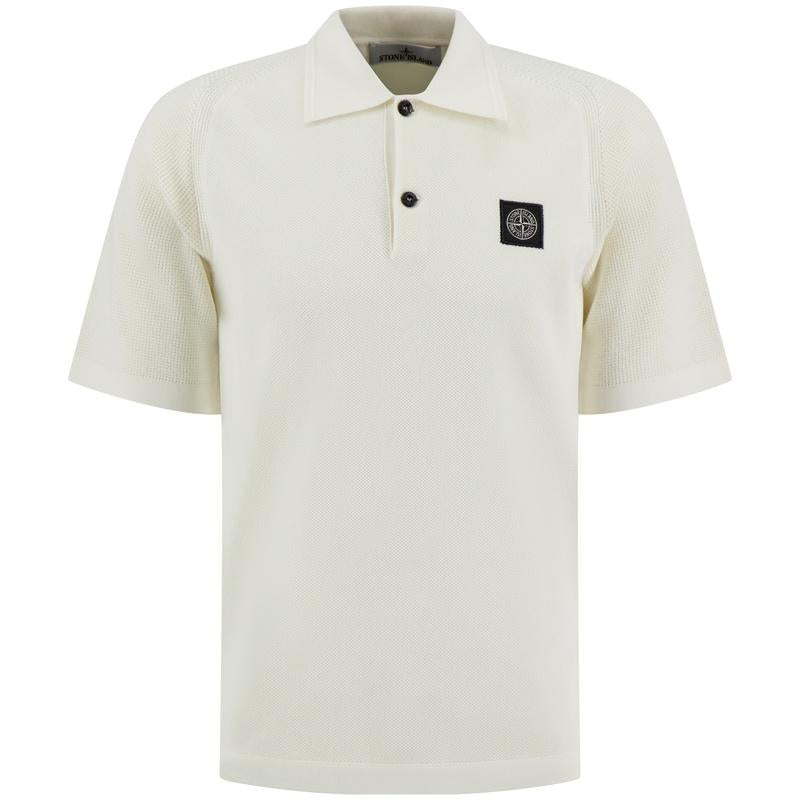 STONE ISLAND Logo Patch Cotton Polo Shirt Men Navy
