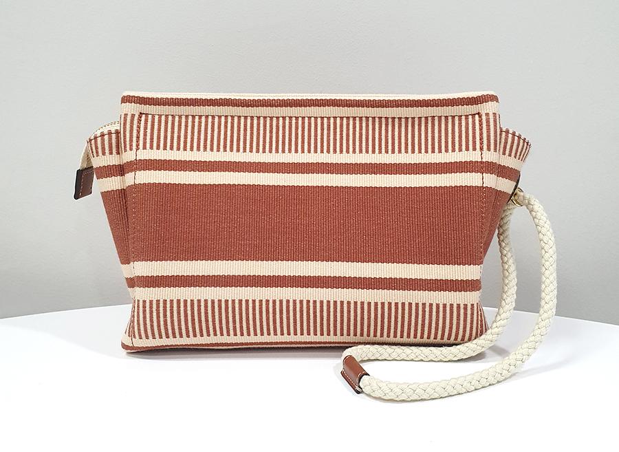 CELINE Women’s Stripe Text Pouch Clutch Bag Sienna 10M552FVV 28SI