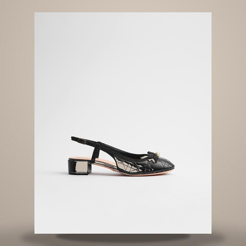 DIOR Black Quilted Cannage Calfskin Slingback Ballet Pumps KDB968CQC S900