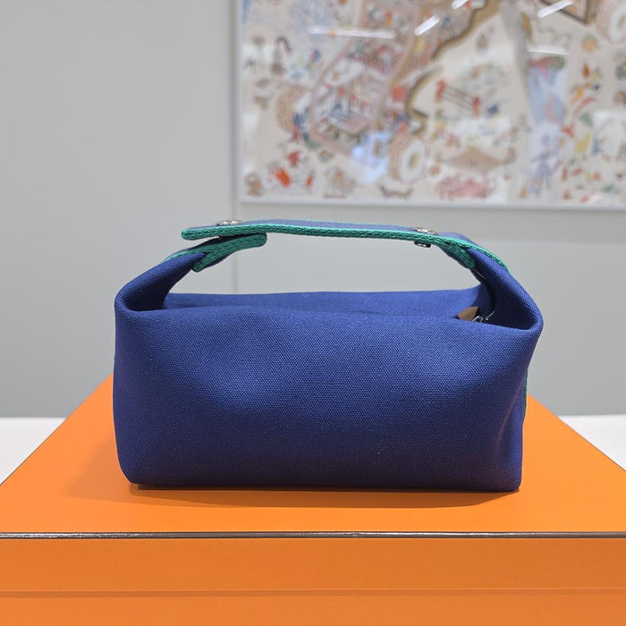 HERMES Marine Blue Canvas Bride-a-Brac Small Pouch