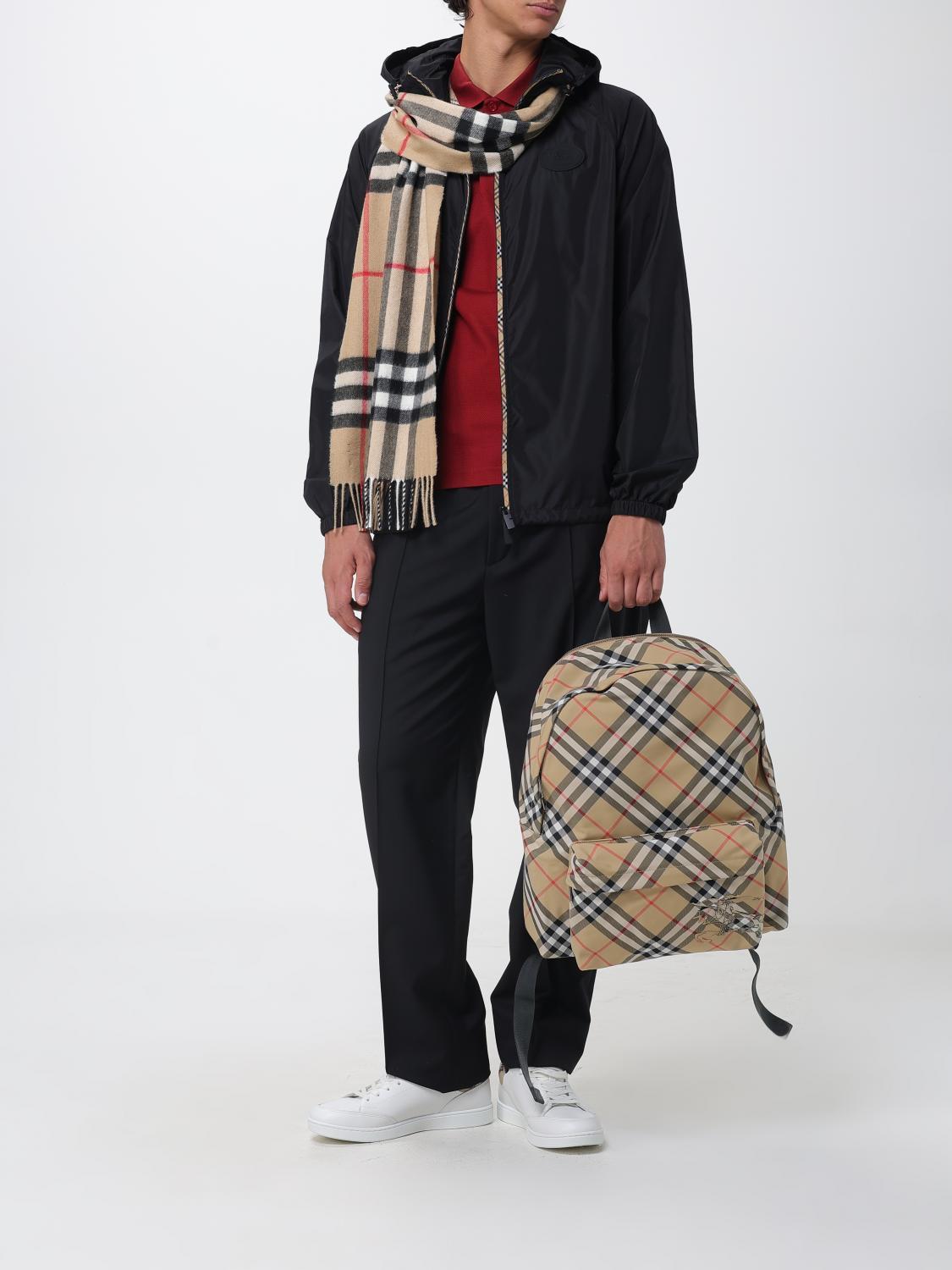 BURBERRY Black Nylon Leather Trim Backpack