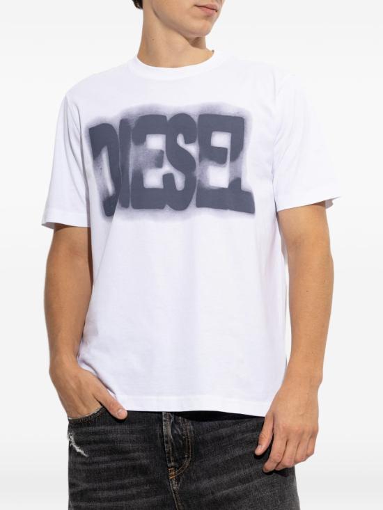 DIESEL Men’s Short Sleeve T-Shirt Black Cotton Crewneck