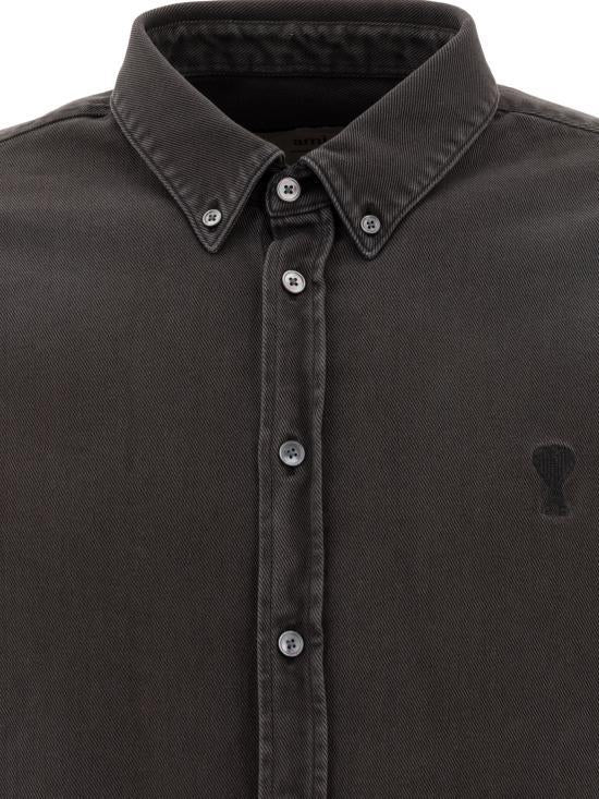 AMI Tonal Heart Logo Button-Down Shirt White Women’s