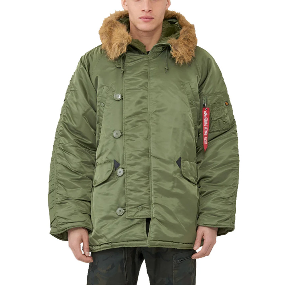 ALPHA INDUSTRIES Men’s N-3B Regular Fit Parka Puffer Jacket MJN31000C1 SAGE