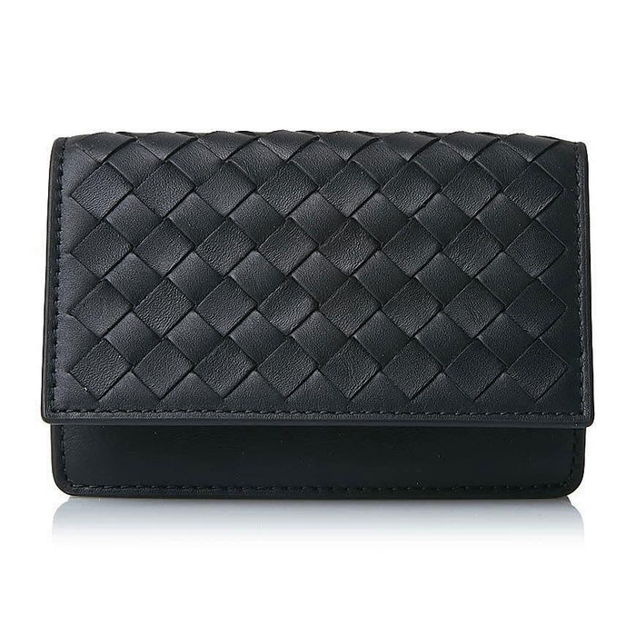Bottega Veneta Black Leather Flap Card Holder Wallet
