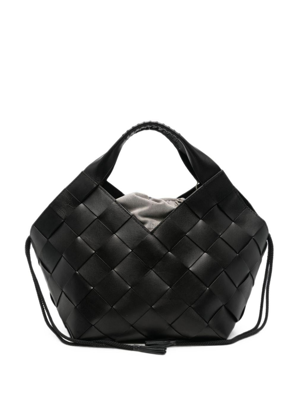 Dragon Diffusion Black Woven Leather Shoulder Bag