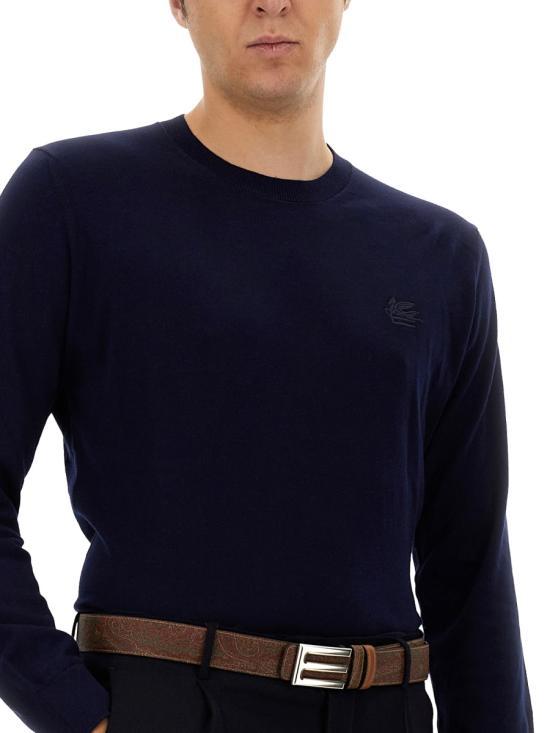 Etro Blue Wool Round Neck Knit Sweater for Men MRMA0017AC271 B0065