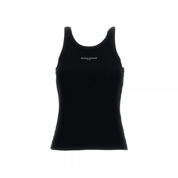 Maison Kitsune Lettering Logo Tank Top Black QW00600 KA0033 P199