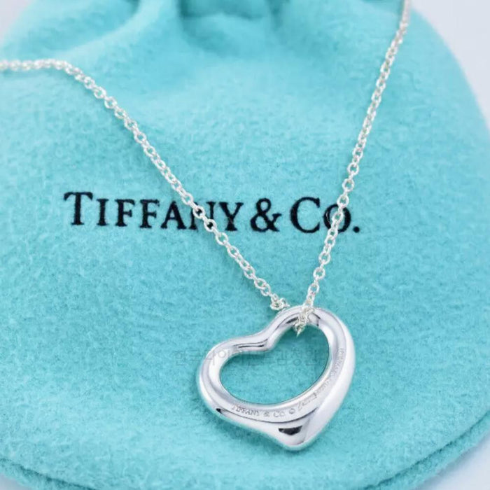 Tiffany & Co 925 Sterling Silver Open Heart Pendant Necklace