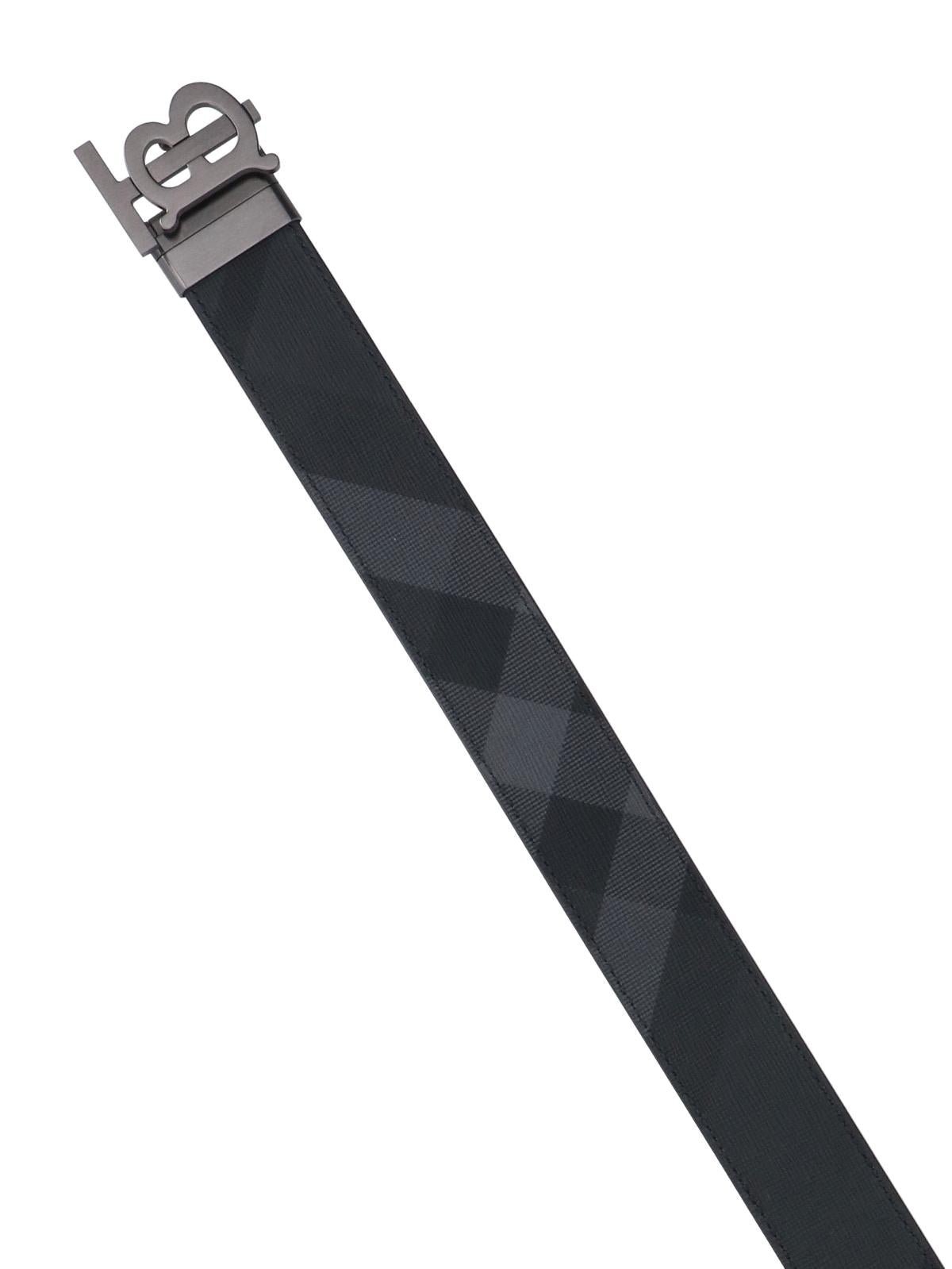 BURBERRY Black Leather Reversible Belt