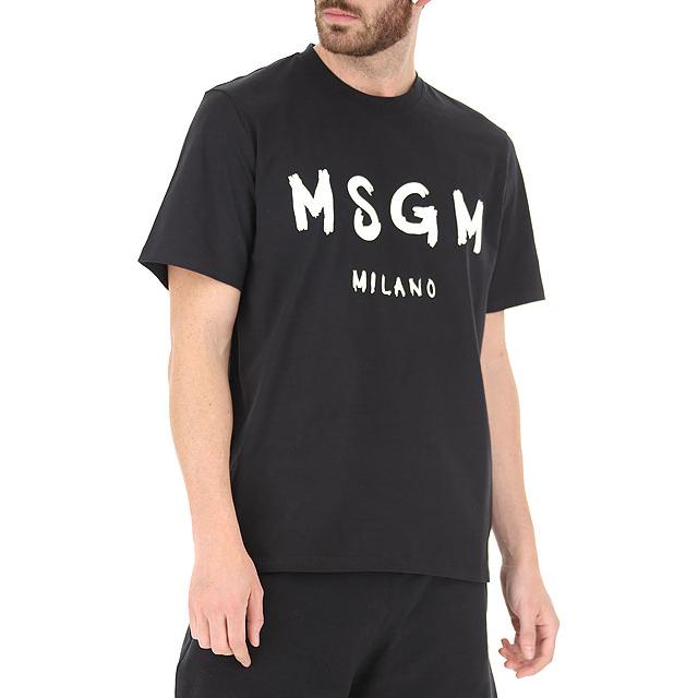 MSGM Black Short Sleeve T-Shirt Men's 2840MM97