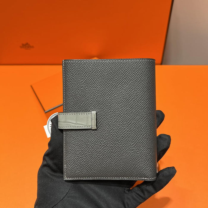 HERMES Epsom Calfskin Béarn Compact Touch Wallet Gris Etain Unisex