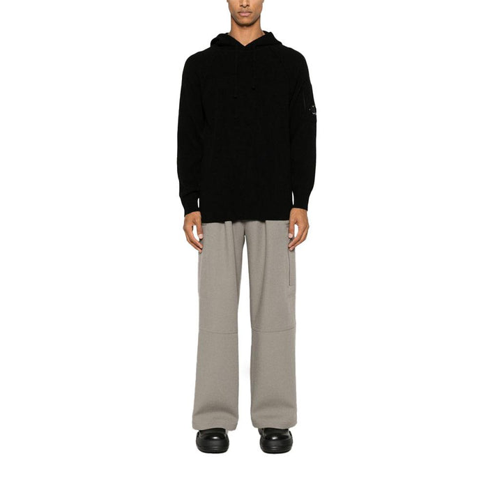 CP Company GRS RWS Lambswool Waffle Knit Hoodie Black