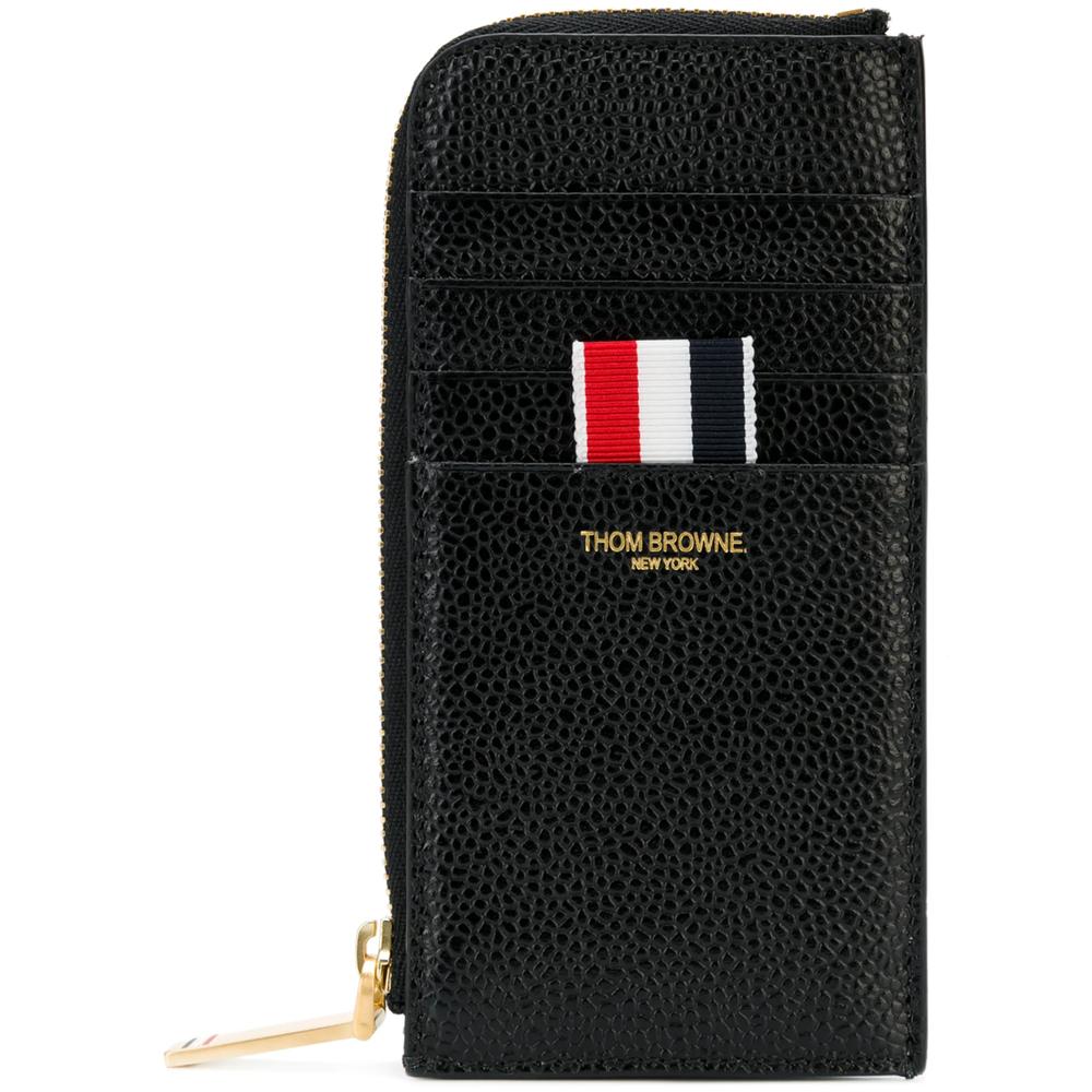THOM BROWNE Black Pebble Grain Leather Long Wallet