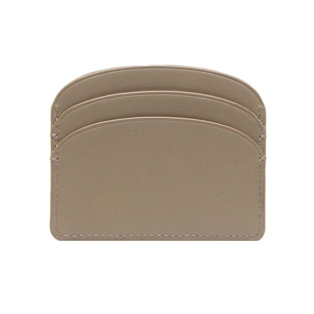 A.P.C. Demi-Lune Logo Half-Moon Card Holder Wallet Brown Leather