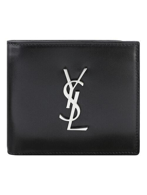Saint Laurent Monogram East-West Leather Compact Wallet Black