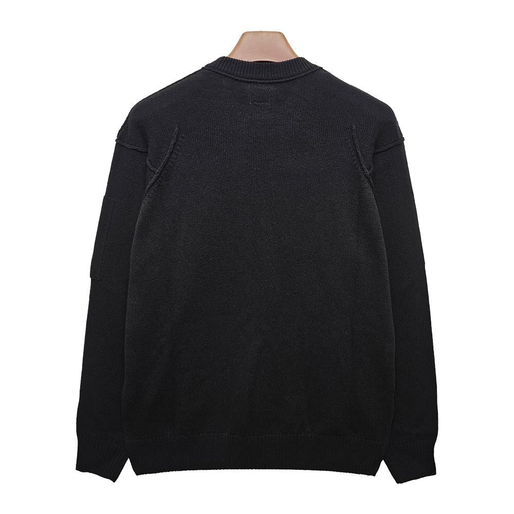 CP Company Black Lambswool Lens Crewneck Sweater Knit